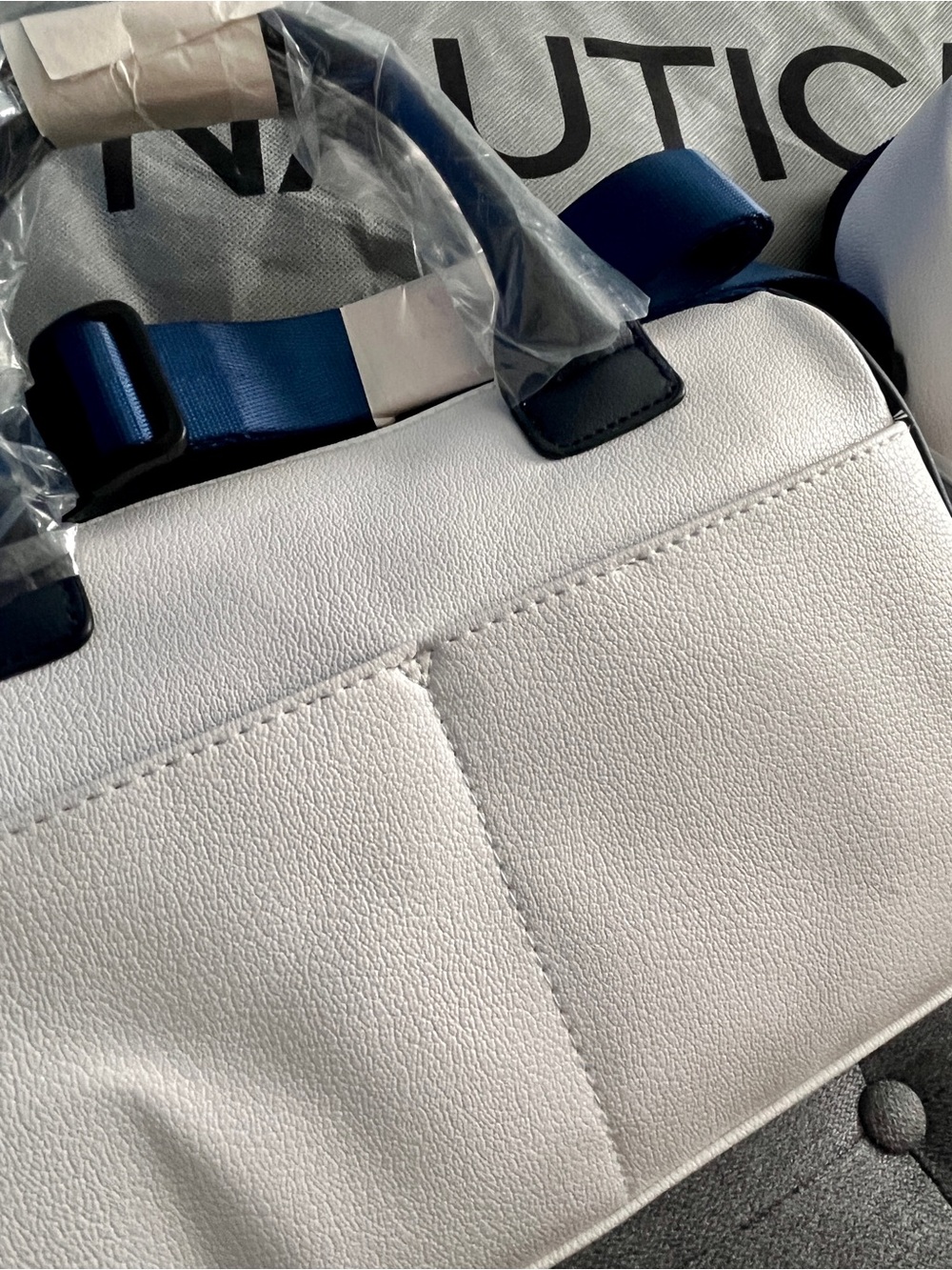 Nautica White Belt Bag with Red & Navy Stripes - Picture 5 of 5